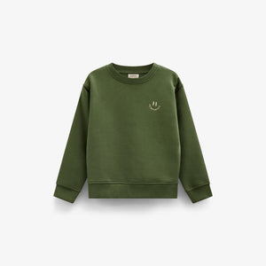 Smiley Crew Neck Sweatshirt - Tween - Moss Green | 101576 Andrew