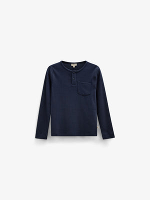 Ribbed Long-Sleeve Henley T-Shirt - Tween - Navy | 101592 Conrad
