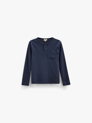 Ribbed Long-Sleeve Henley T-Shirt - Kids - Navy | 101591 Conrad