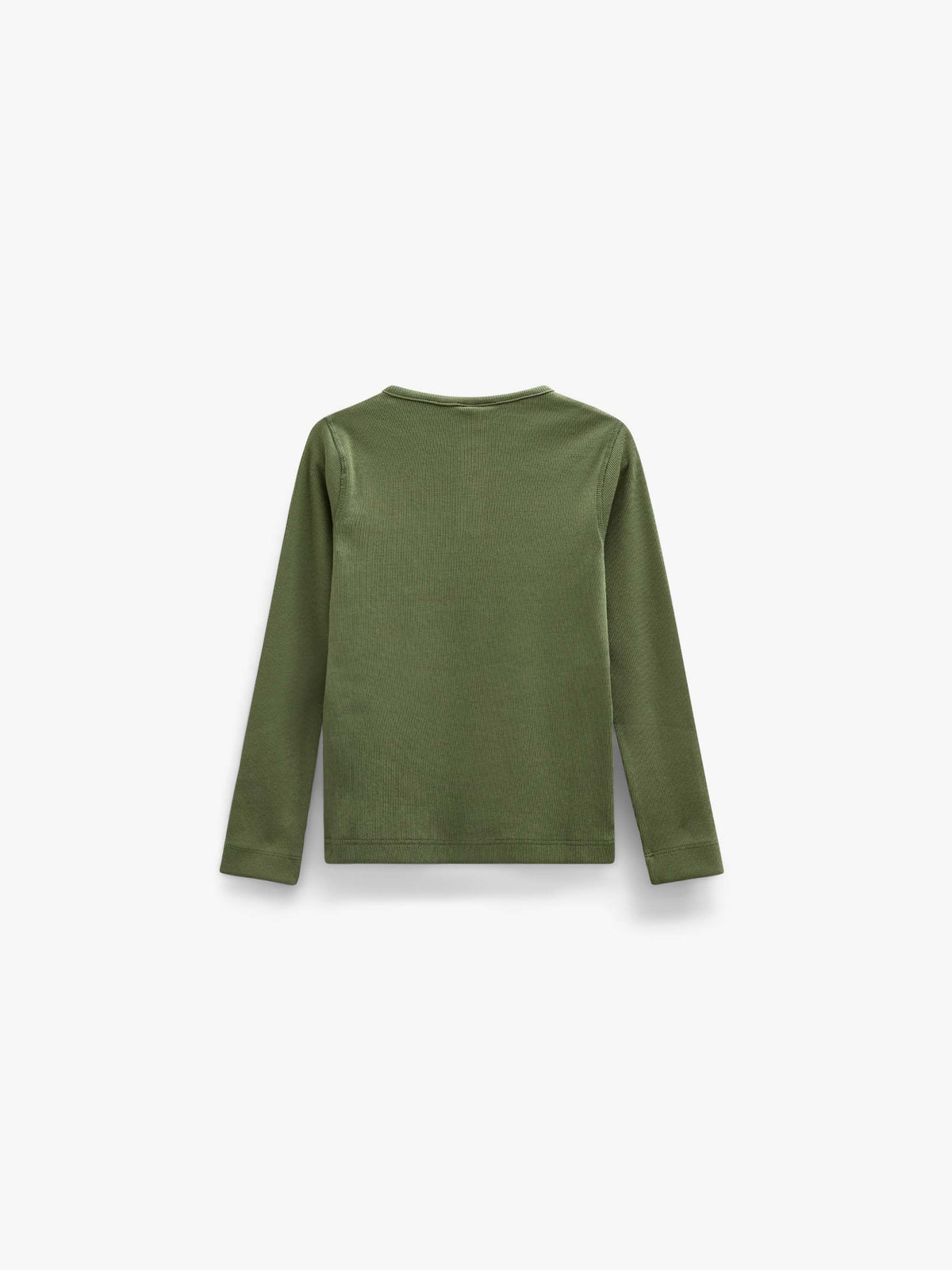 Ribbed Long-Sleeve Henley T-Shirt - Kids - Moss Green | 101593 Conrad