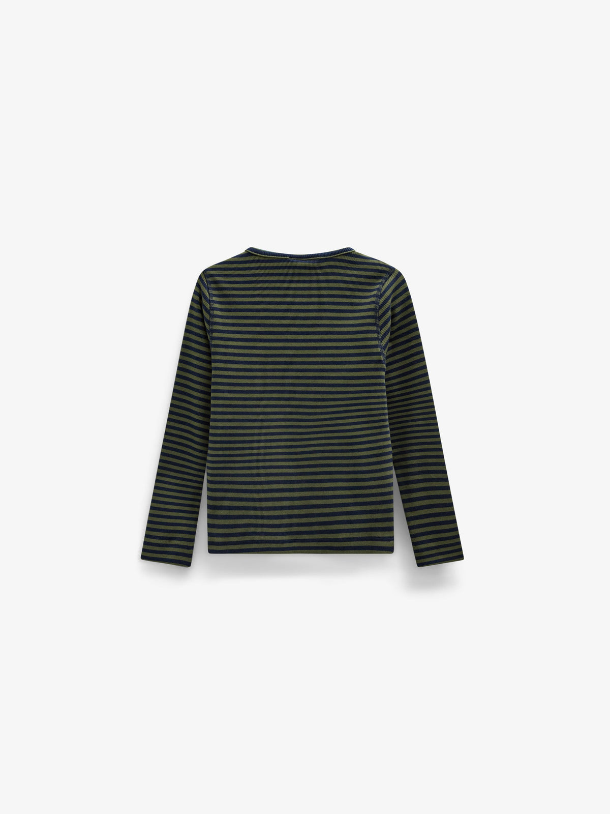 Ribbed Long-Sleeve Henley T-Shirt - Tween - Moss Green/Navy Stripe | 101596 Conrad