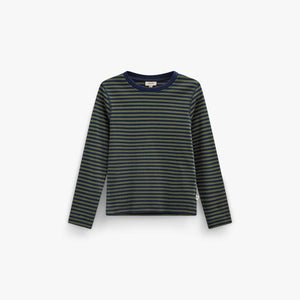 Ribbed Long-Sleeve T-Shirt - Tween - Moss Green/Navy Stripe | 101602 Conrad