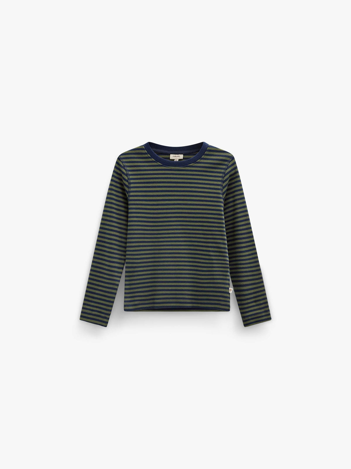 Ribbed Long-Sleeve T-Shirt - Tween - Moss Green/Navy Stripe | 101602 Conrad