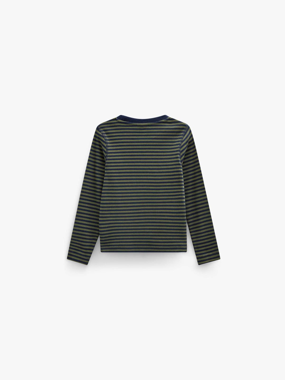 Ribbed Long-Sleeve T-Shirt - Tween - Moss Green/Navy Stripe | 101602 Conrad