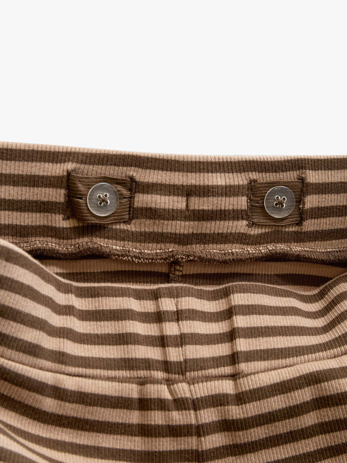 Striped Wide-Leg Rib Trousers - Tween - Brown/Light Brown | 101606 Gloria