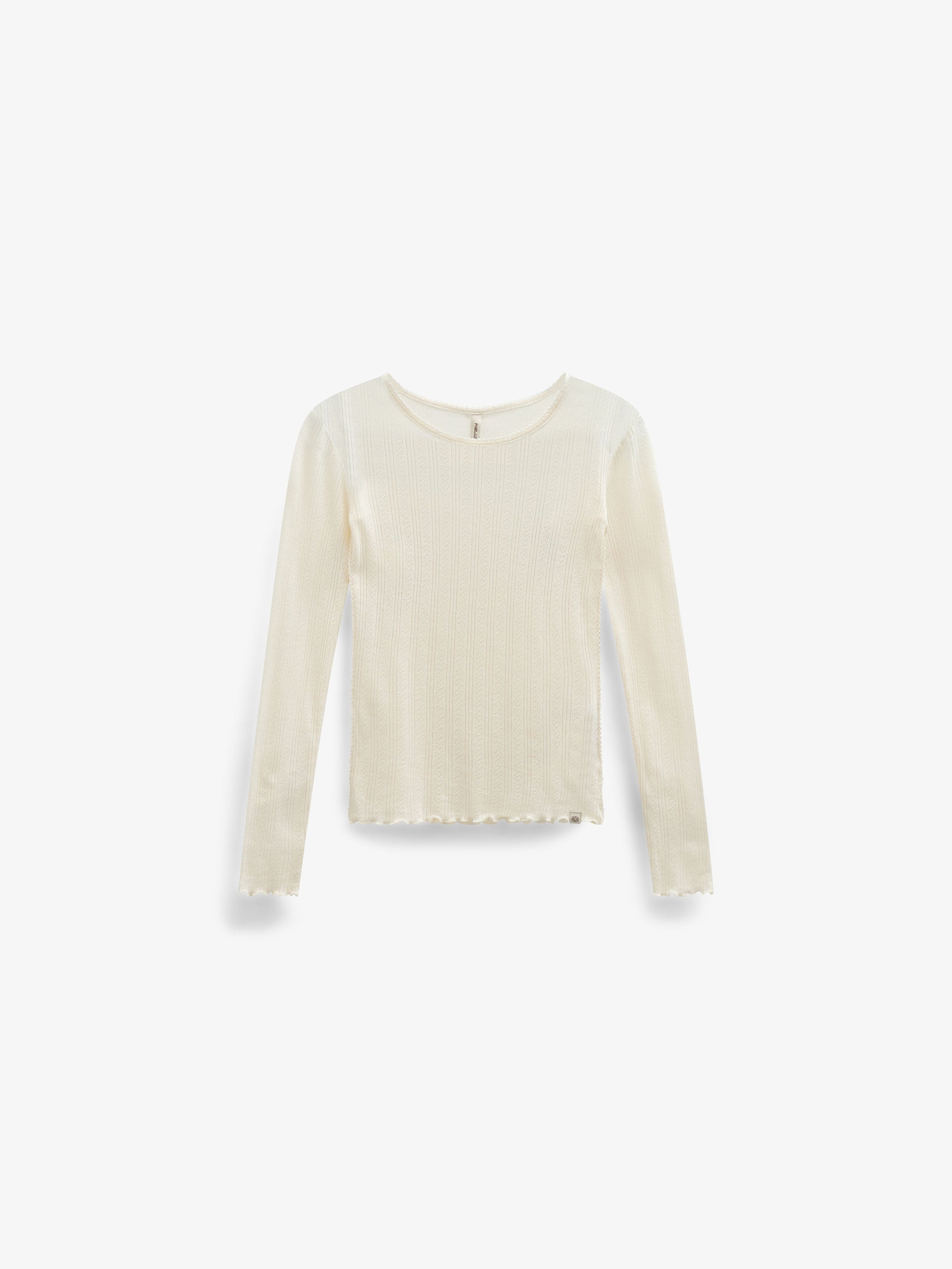 Long-Sleeve Cotton-Modal Pointelle T-Shirt - Tween - Offwhite | 101609 Ruby