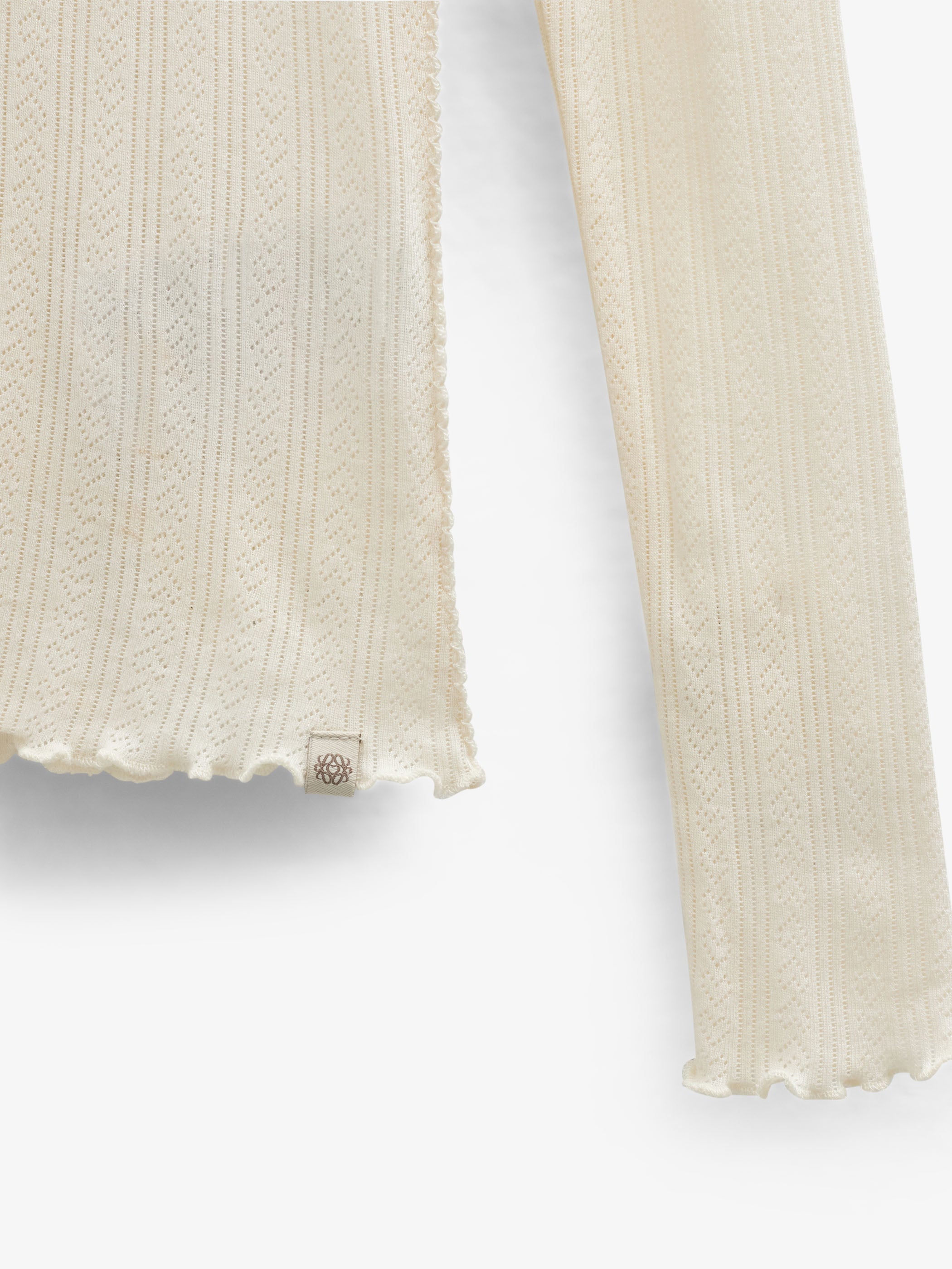 Long-Sleeve Cotton-Modal Pointelle T-Shirt - Tween - Offwhite | 101609 Ruby