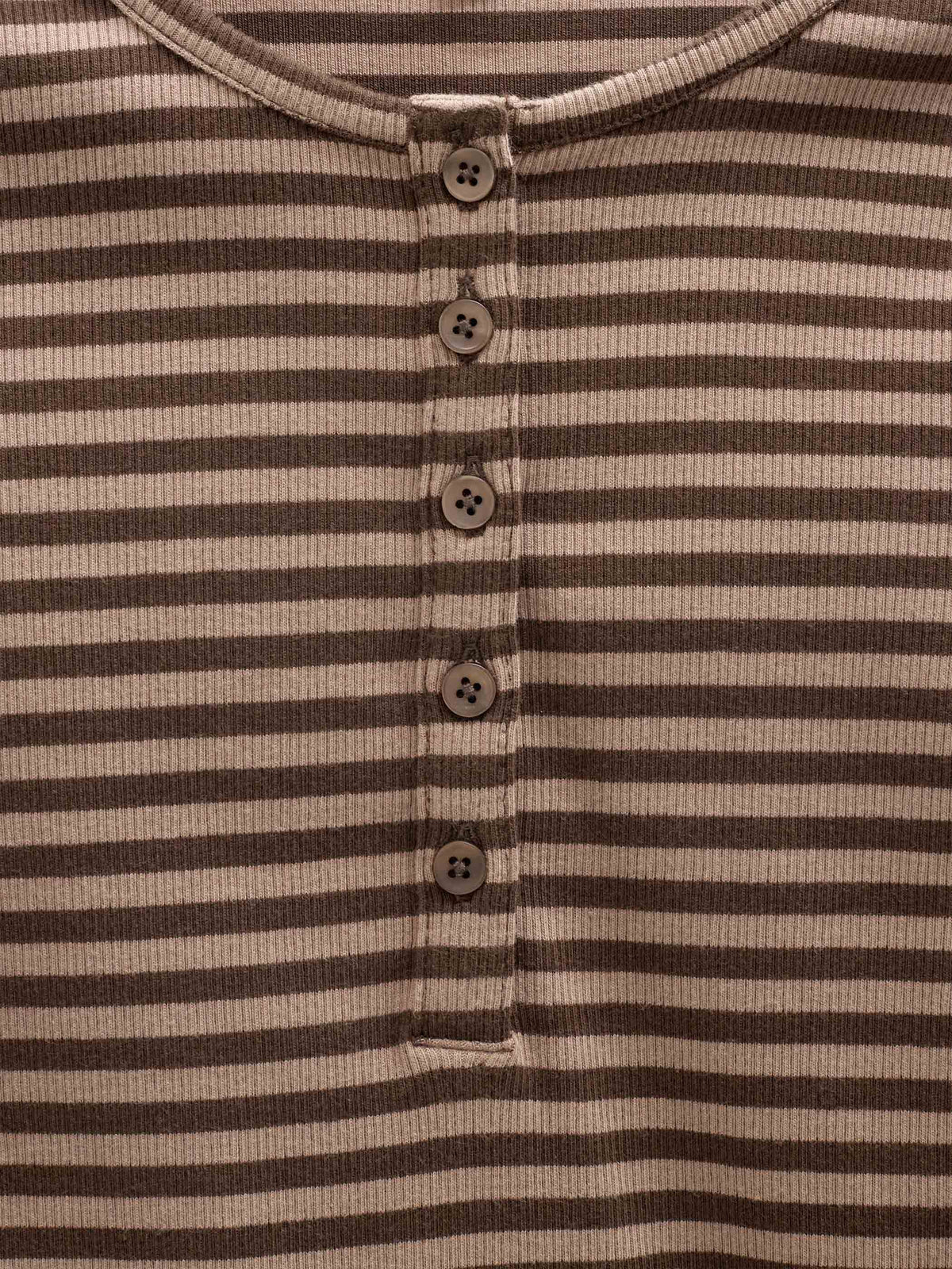 Striped Rib Long-Sleeve T-Shirt - Tween - Brown/Light Brown | 101615 Gloria