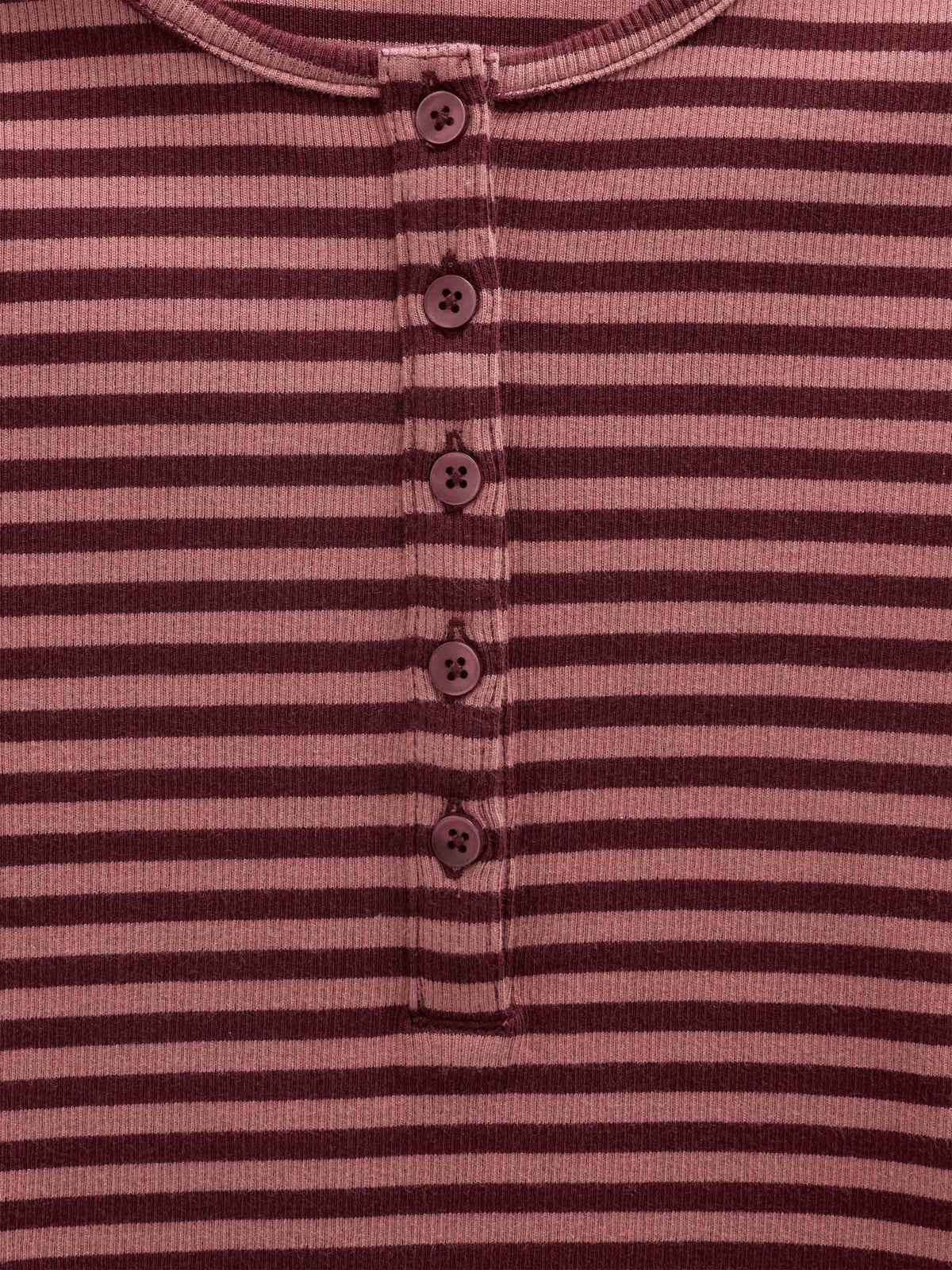 Striped Rib Long-Sleeve T-Shirt - Kids - Dusty Rose/Bordeaux | 101616 Gloria
