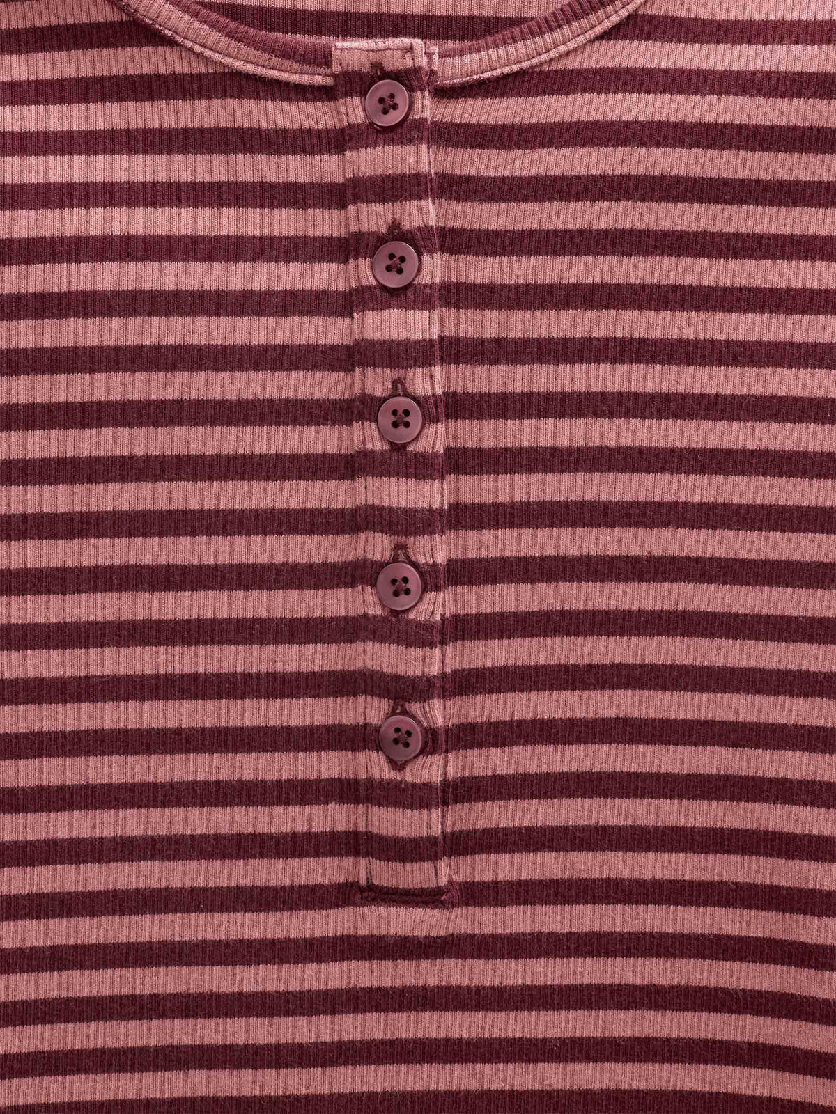Striped Rib Long-Sleeve T-Shirt - Tween - Dusty Rose/Bordeaux | 101617 Gloria