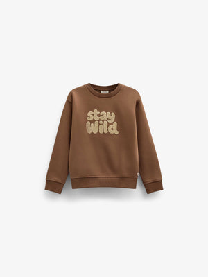 Front Print Crew Neck Sweatshirt - Kids - Toffee | 101620 Joel