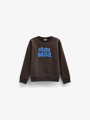 Front Print Crew Neck Sweatshirt - Kids - Dark Brown | 101622 Joel