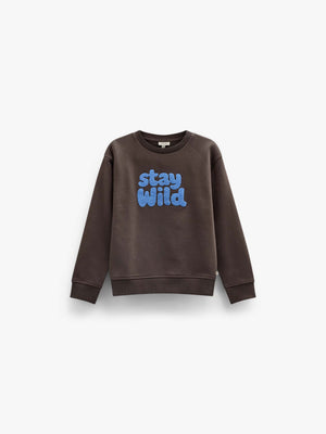 Front Print Crew Neck Sweatshirt - Tween - Dark Brown | 101623 Joel