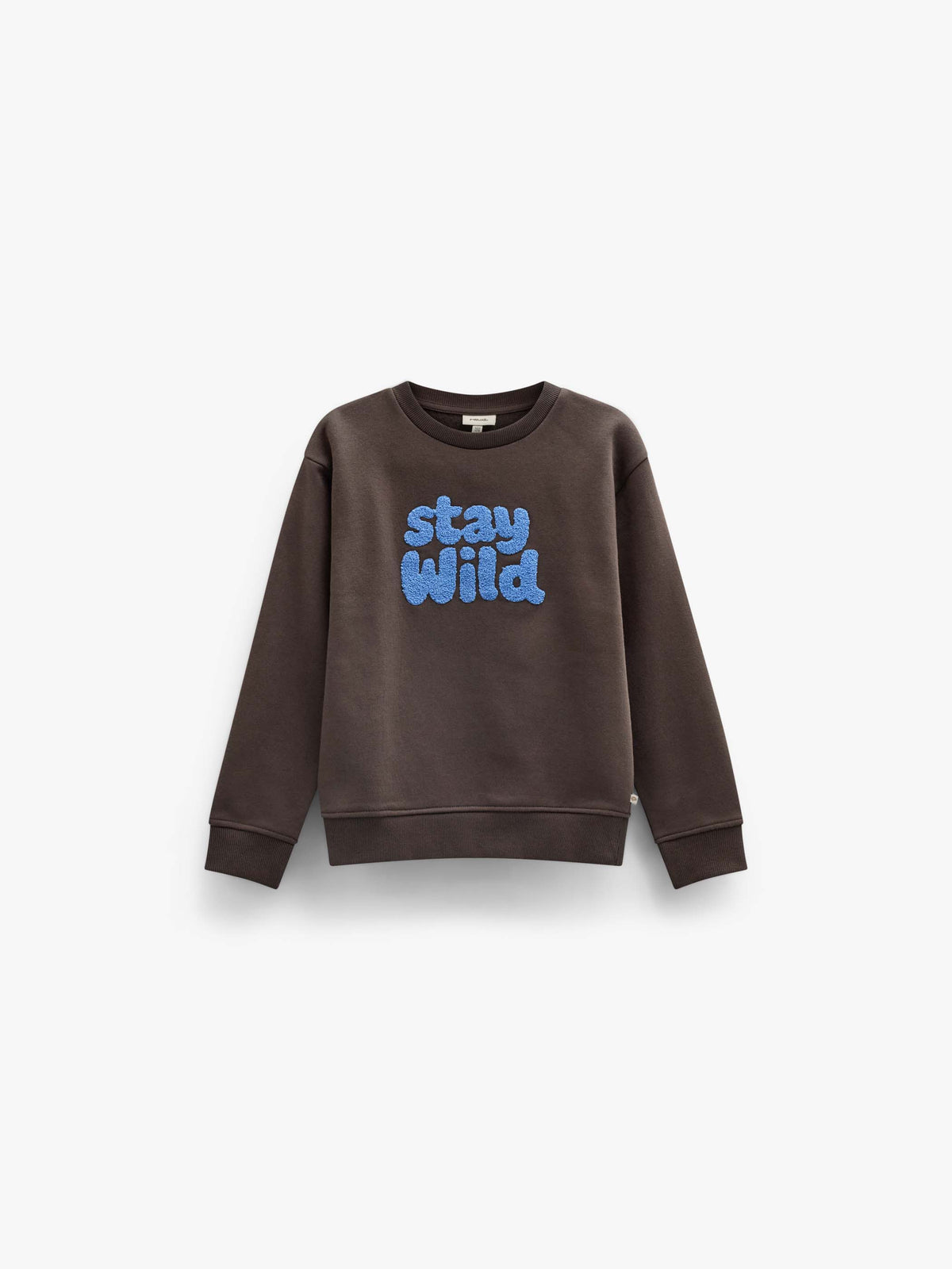 Front Print Crew Neck Sweatshirt - Kids - Dark Brown | 101622 Joel