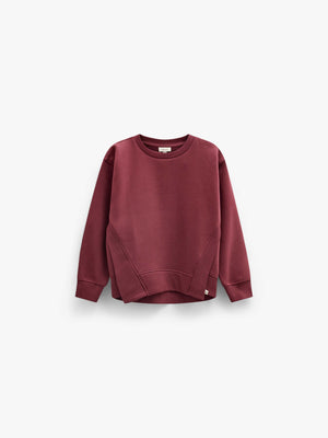 Rib Detail Sweatshirt - Kids - Bordeaux | 101624 Zoe
