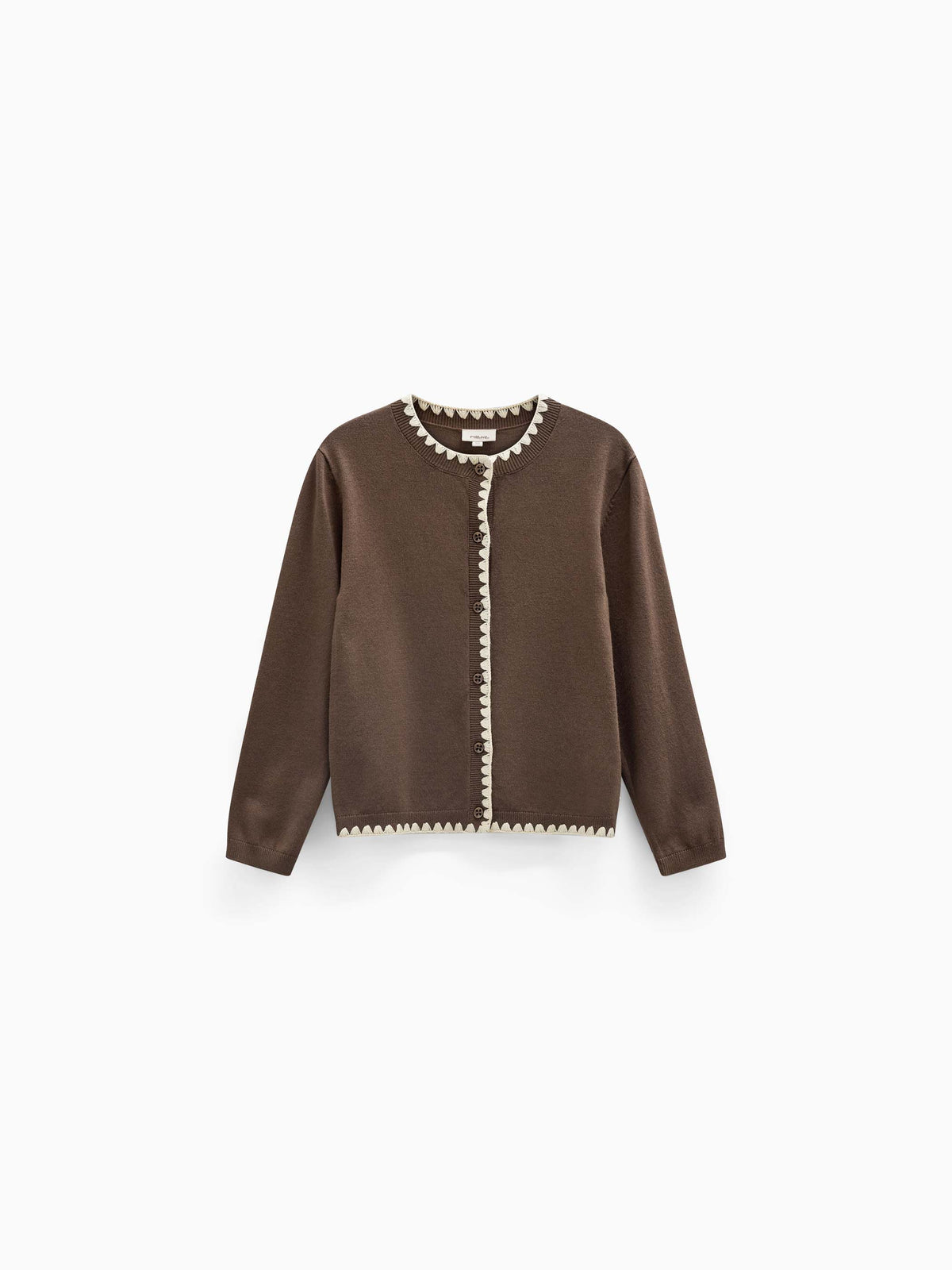 Contrast Stitch Cardigan - Kids - Brown/Offwhite | 101632 Lia