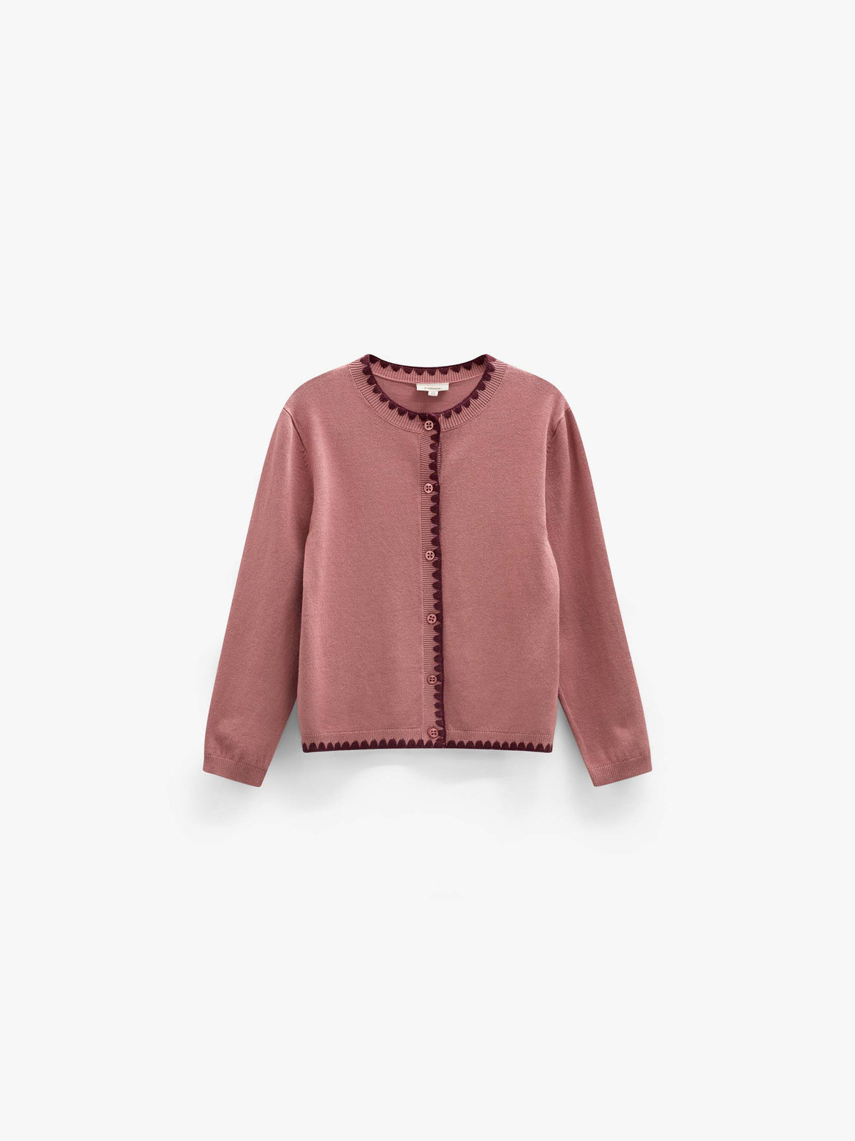 Contrast Stitch Cardigan - Tween - Dusty Rose/Bordeaux | 101635 Lia