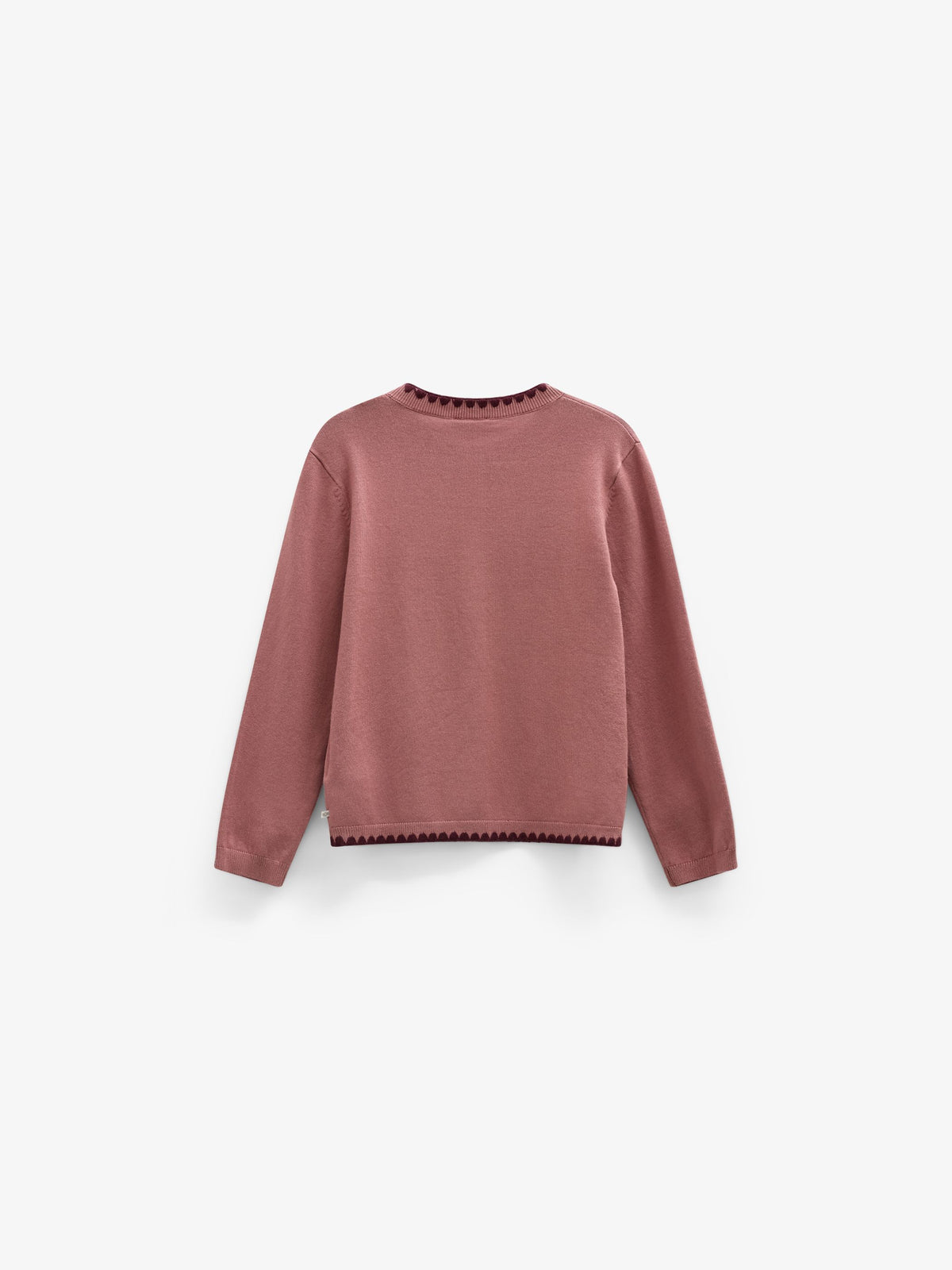 Contrast Stitch Cardigan - Tween - Dusty Rose/Bordeaux | 101635 Lia