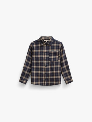 Checked Flannel Shirt - Tween - Navy/Beige | 101650 Edwin