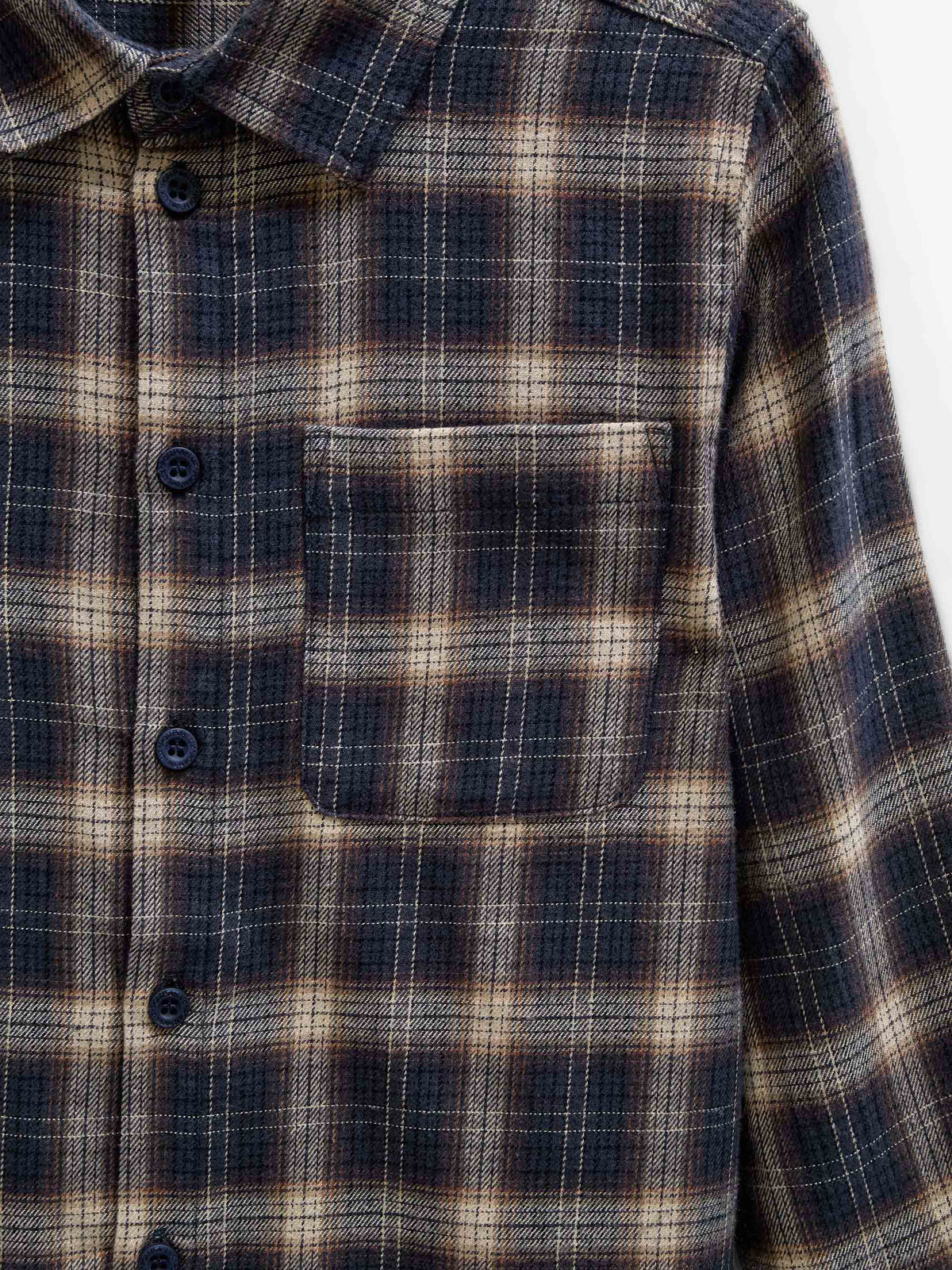 Checked Flannel Shirt - Kids - Navy/Beige | 101649 Edwin