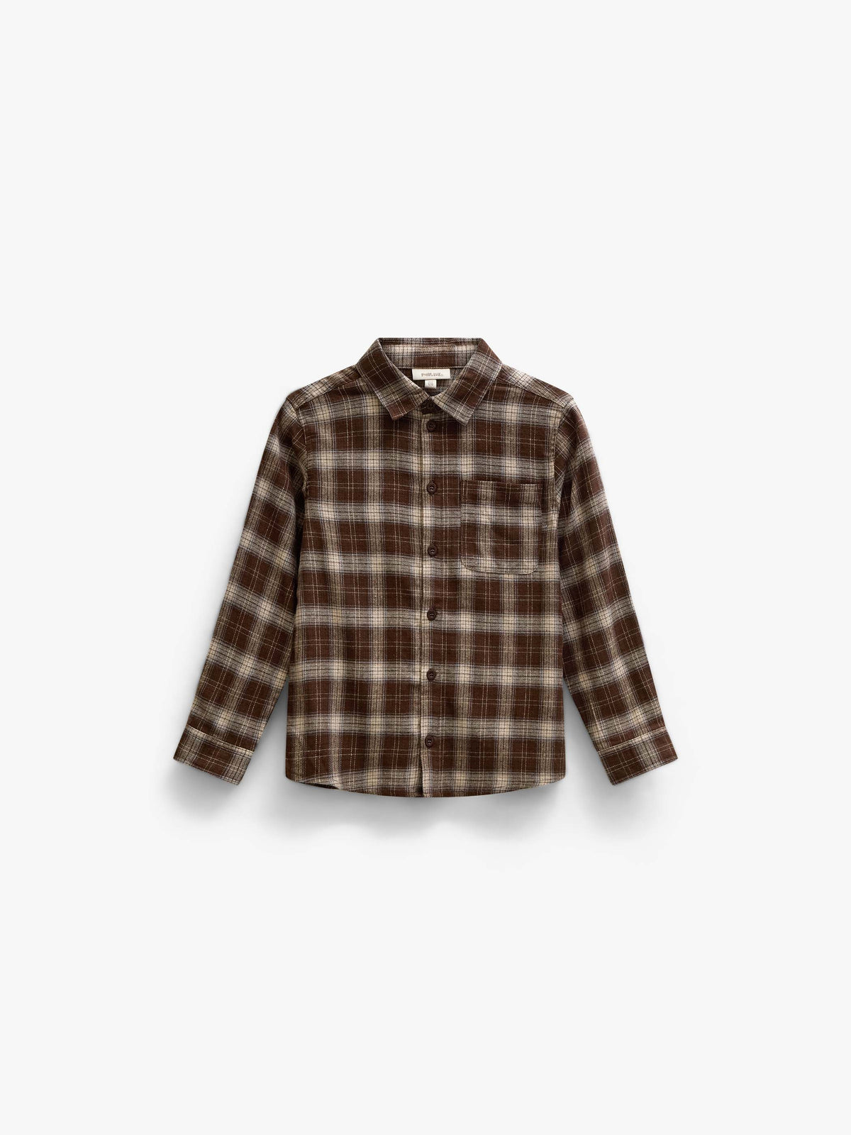 Checked Flannel Shirt - Kids - Brown/Navy | 101651 Edwin