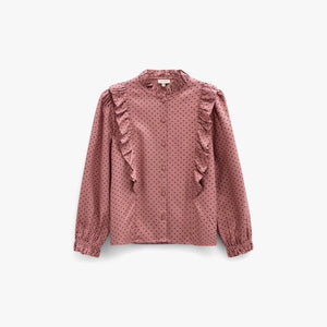Dotted Viscose Frill Blouse - Tween - Dusty Rose/Bordeaux | 101661 Feline