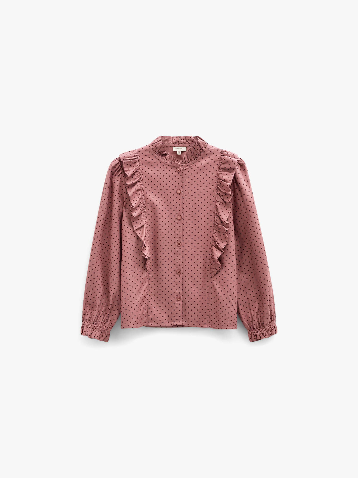 Dotted Viscose Frill Blouse - Tween - Dusty Rose/Bordeaux | 101661 Feline