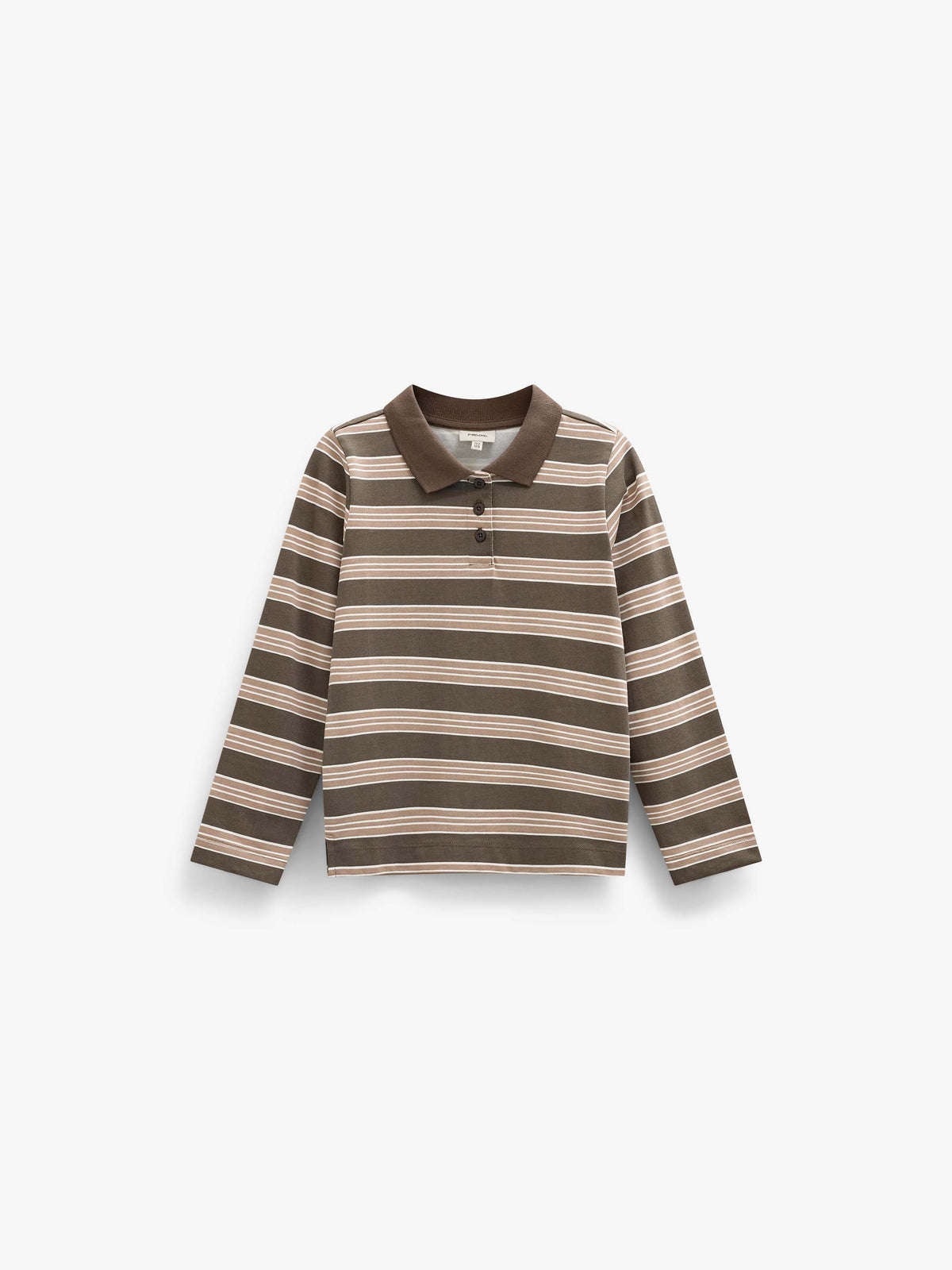 Striped Long-Sleeve Jersey Polo - Kids - Brown | 101695 Hope