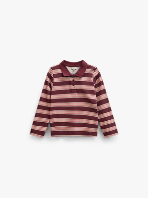 Striped Long-Sleeve Jersey Polo - Kids - Bordeaux | 101697 Hope