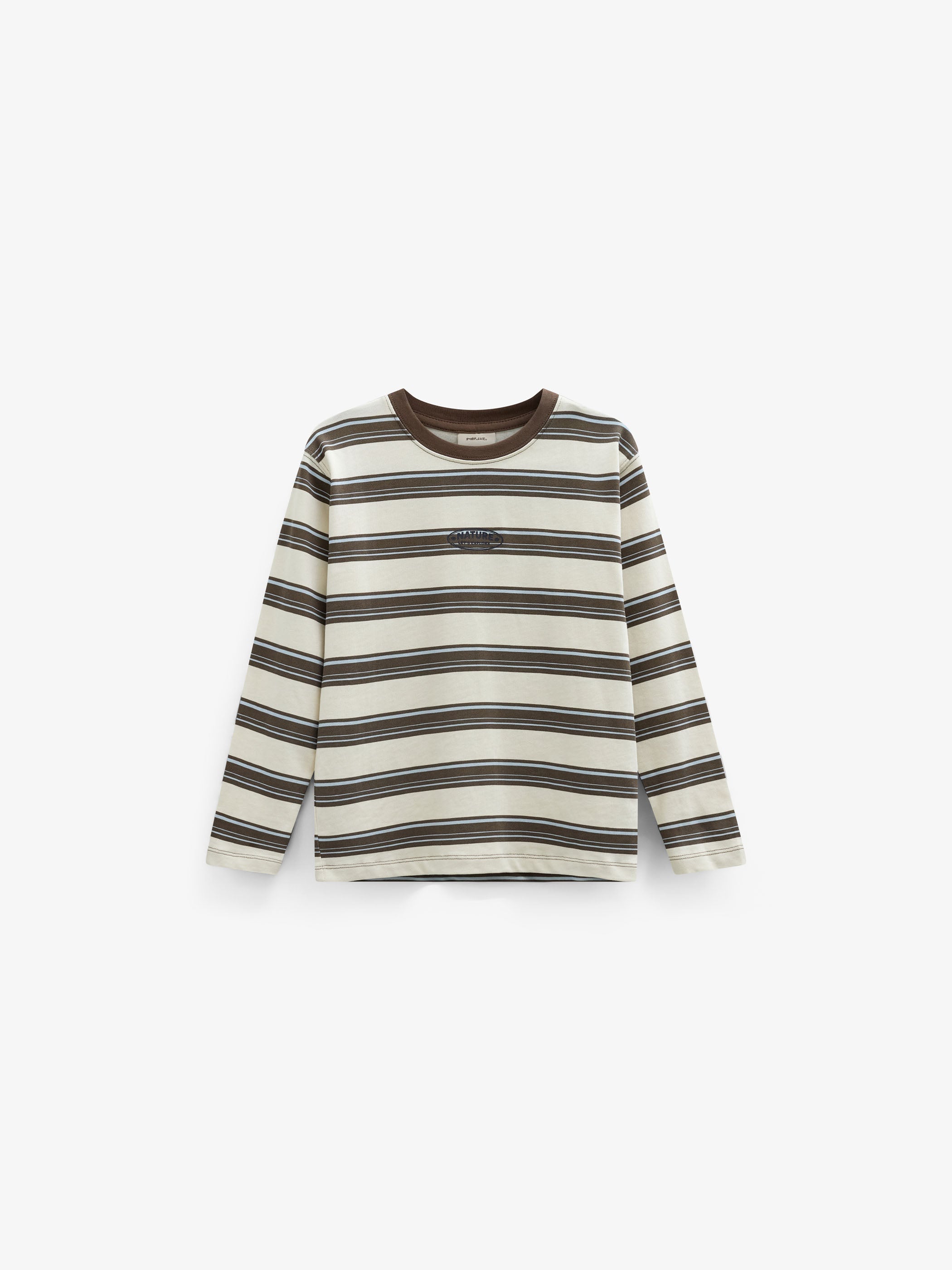 Striped Long-Sleeve T-Shirt - Kids - Offwhite/Brown | 101701 Hugo