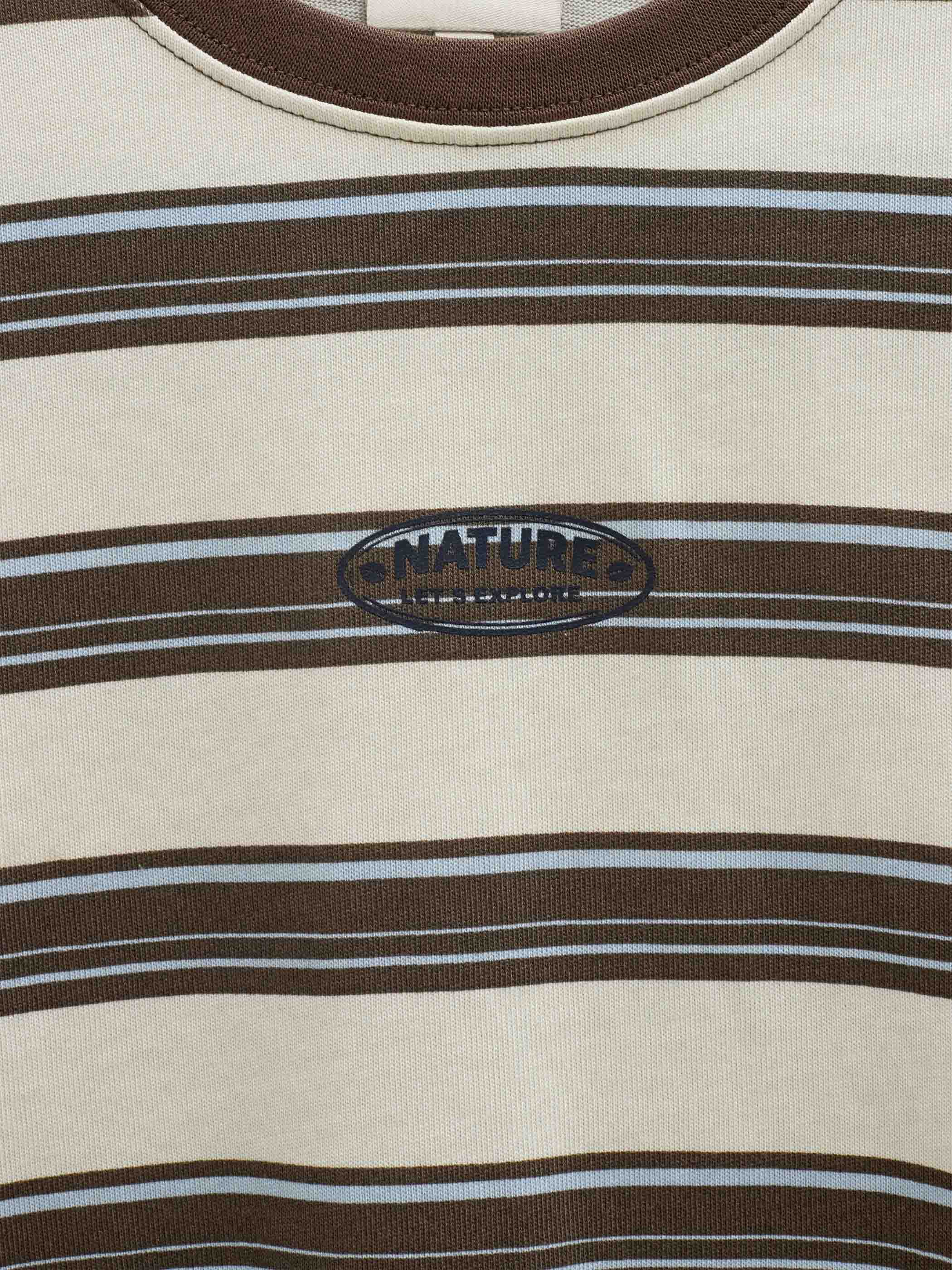 Striped Long-Sleeve T-Shirt - Kids - Offwhite/Brown | 101701 Hugo
