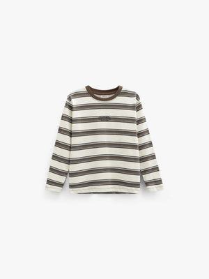 Striped Long-Sleeve T-Shirt - Kids - Offwhite/Brown | 101701 Hugo