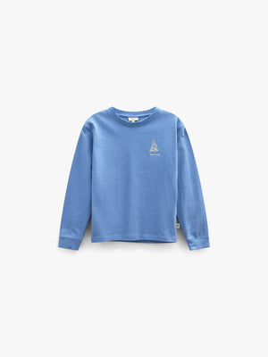 Long-Sleeve T-Shirt with Back Print - Kids - Dusty Blue | 101707 Weston