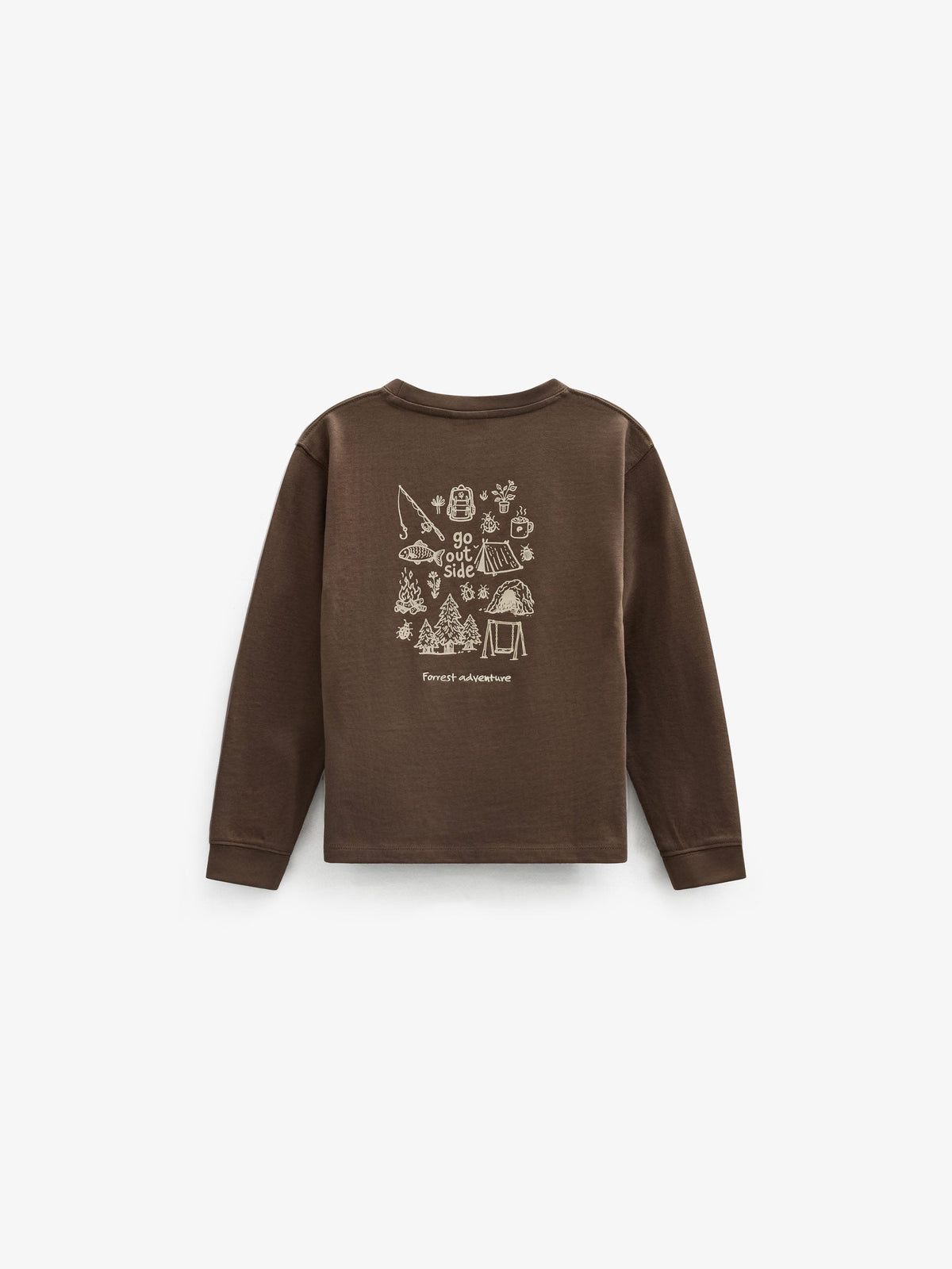 Long-Sleeve T-Shirt with Back Print - Kids - Brown | 101709 Weston