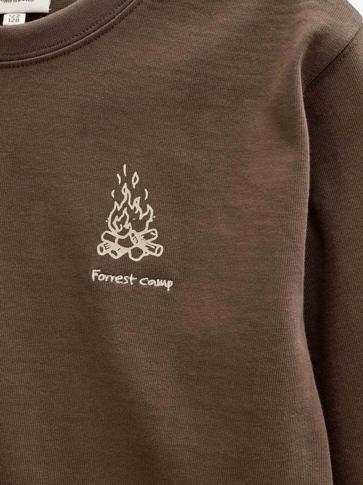 Long-Sleeve T-Shirt with Back Print - Kids - Brown | 101709 Weston