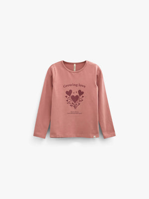 Long-Sleeve T-Shirt with Front Print - Kids - Dusty Rose | 101713 Piper