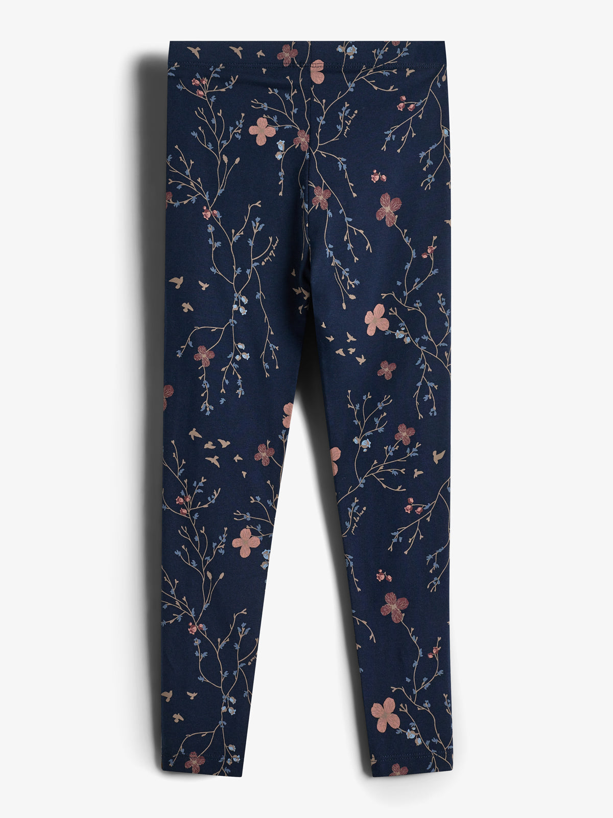 Jersey Leggings w. Floral Print - Kids - Blue/Rose