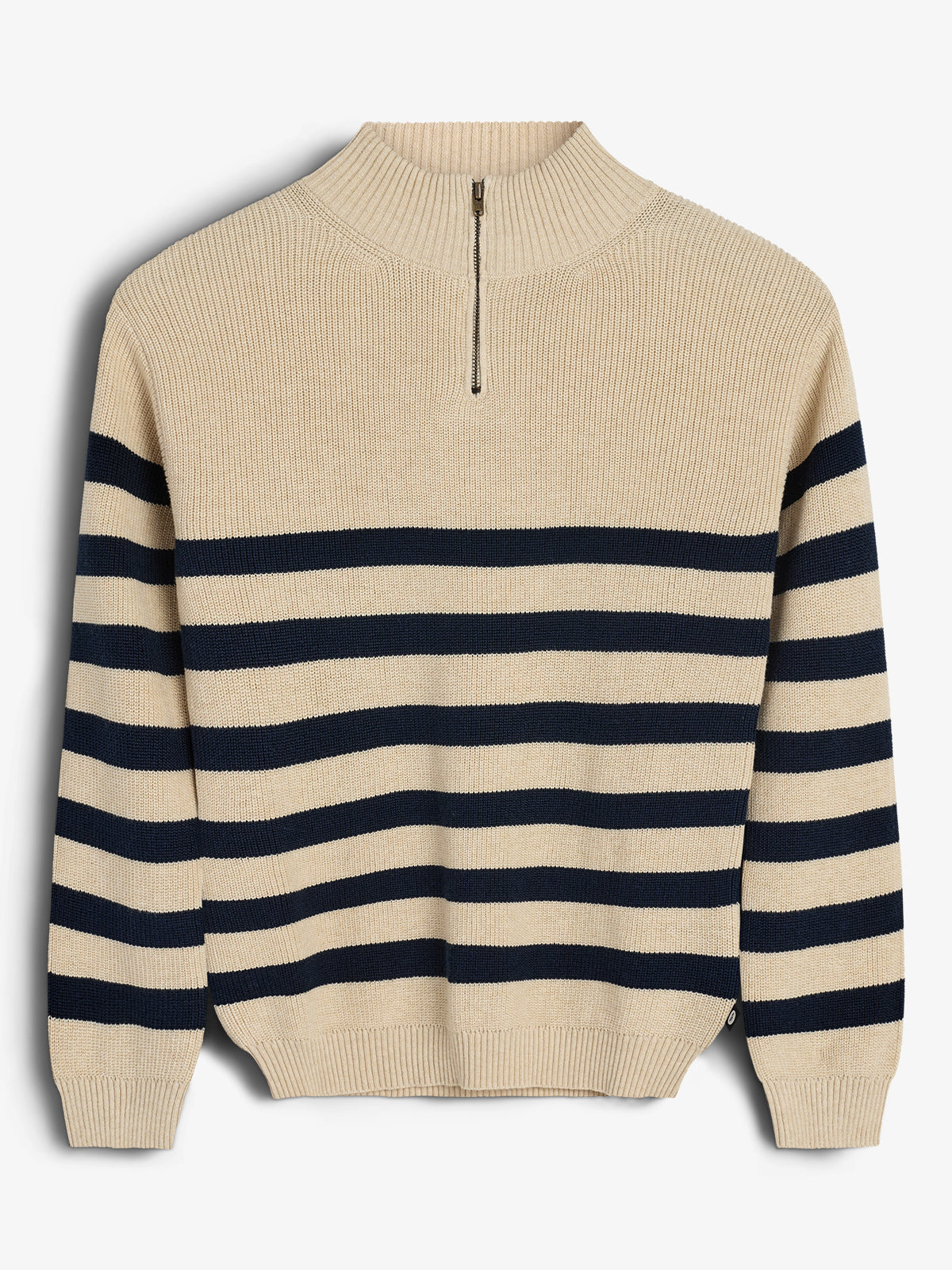 Quarter Zip Sweater - Kids - Beige/Navy