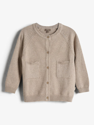 Cotton Knit Cardigan - Kids - Light Beige Melange