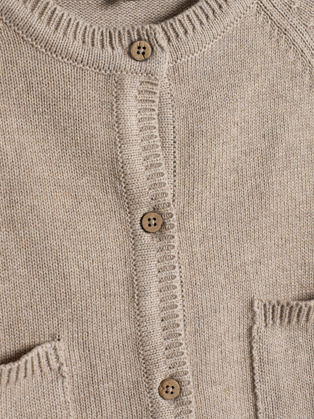 Cotton Knit Cardigan - Kids - Light Beige Melange