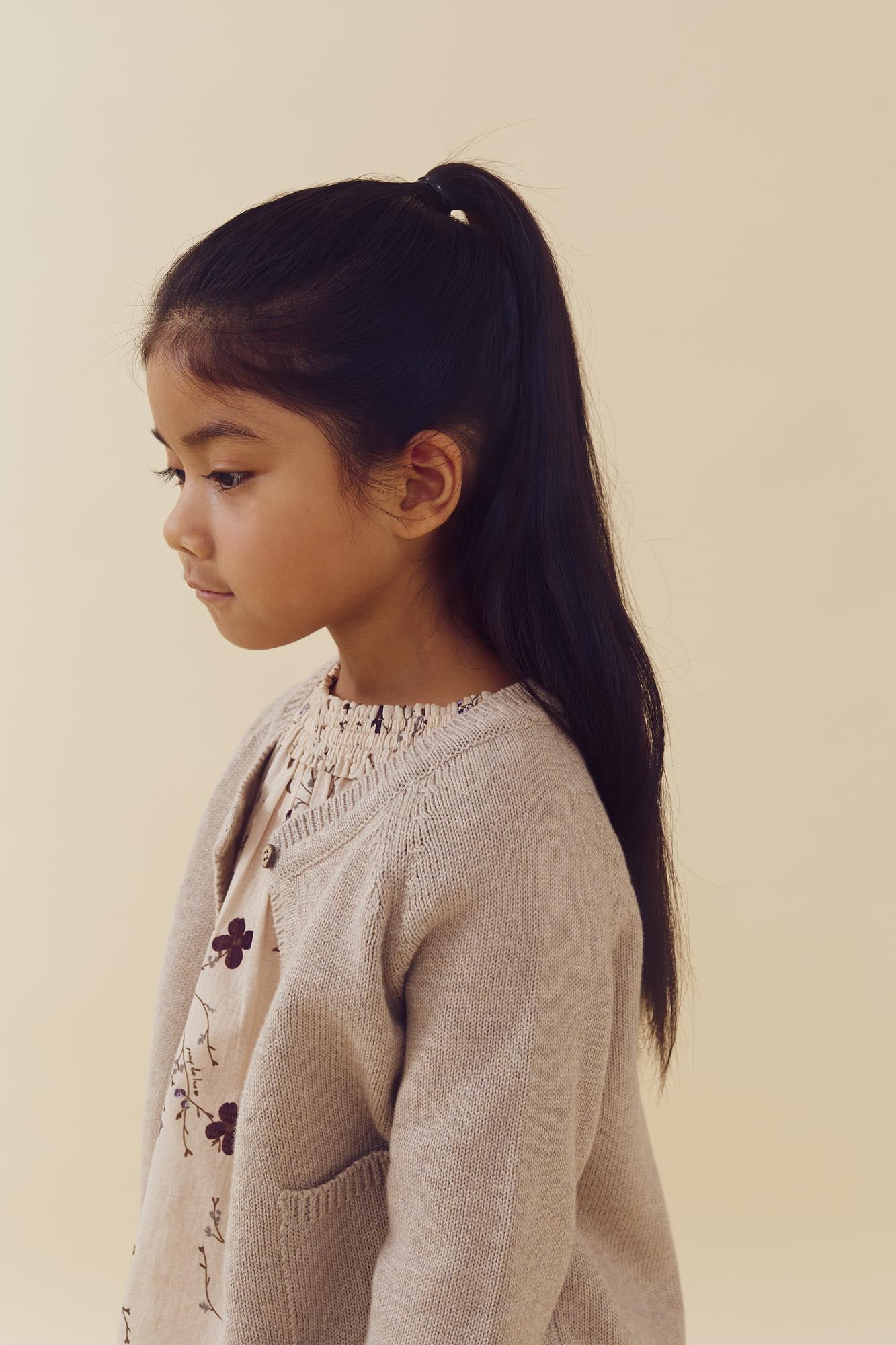 Cotton Knit Cardigan - Kids - Light Beige Melange