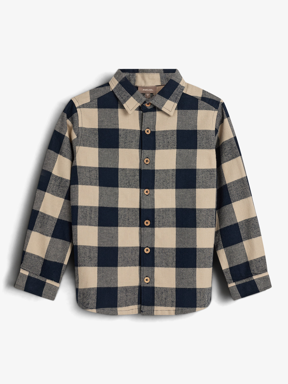 Macro Gingham Flannel Shirt - Kids - Navy/Beige