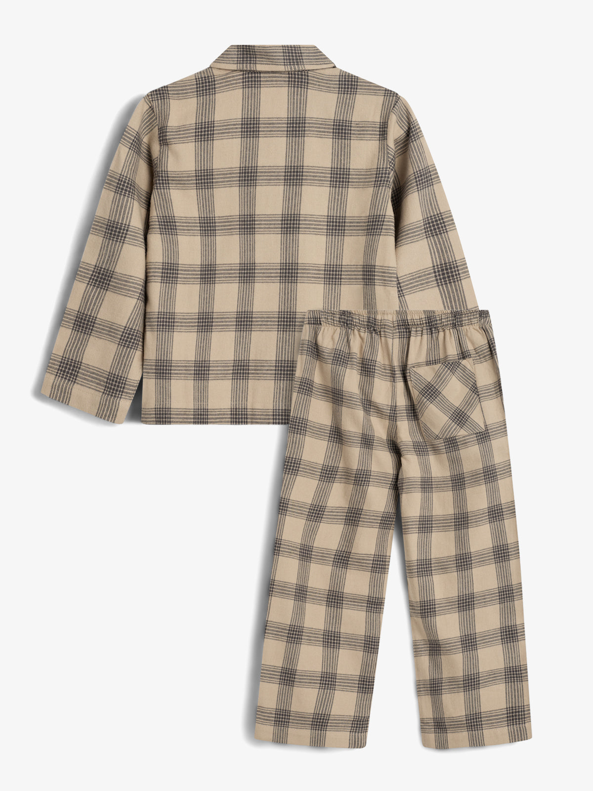 Cotton Flannel Pajamas - Kids - Grey/Beige