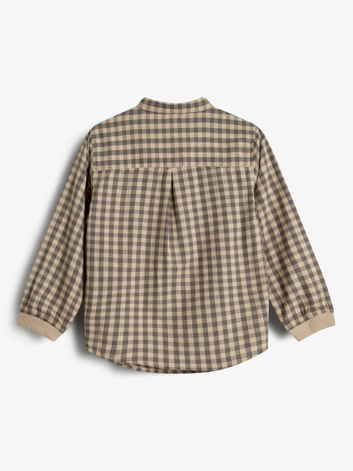 Micro Gingham Cotton Shirt - Kids - Grey/Beige