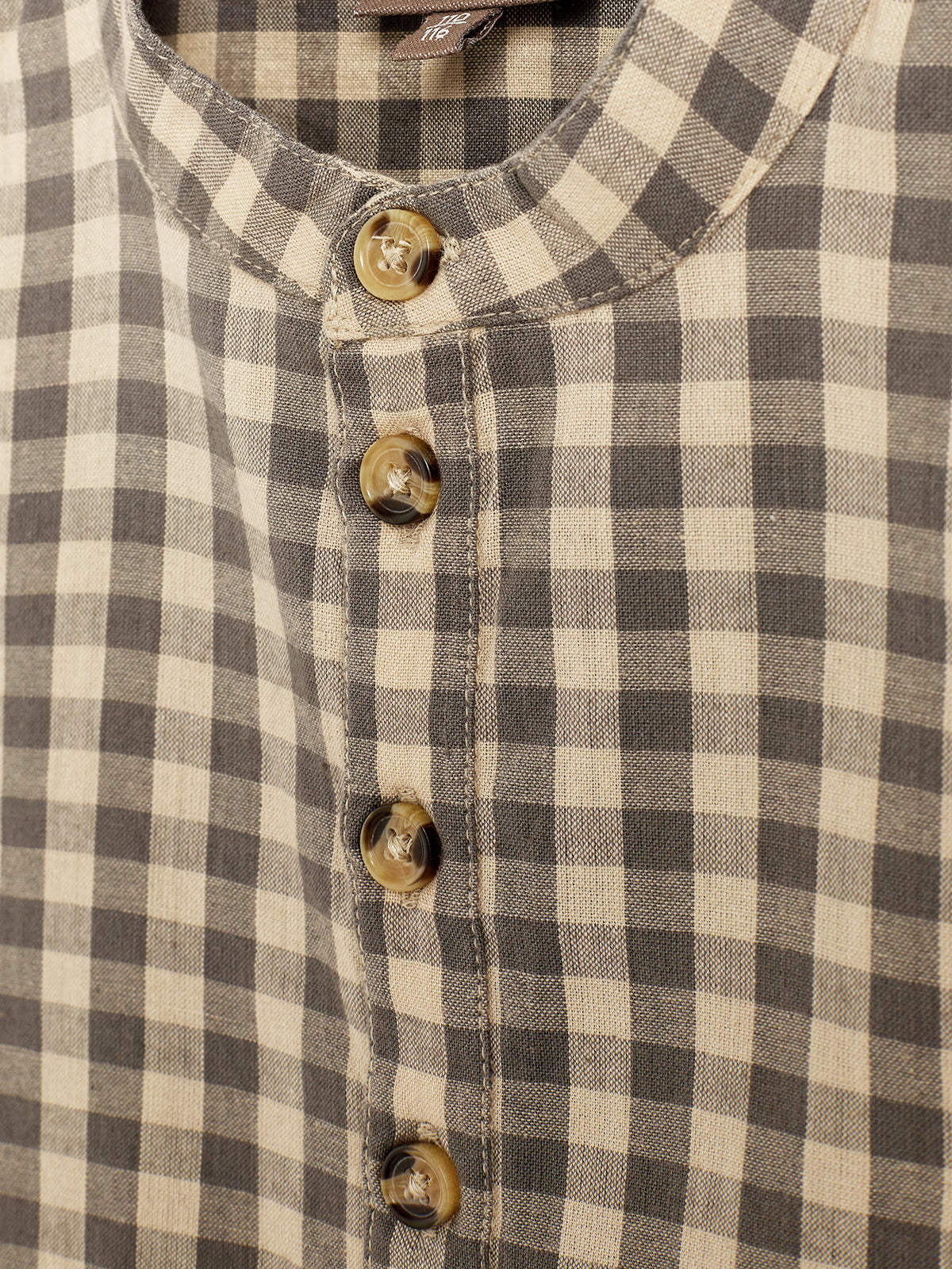 Gingham Cotton Shirt - Little - Grey/Beige