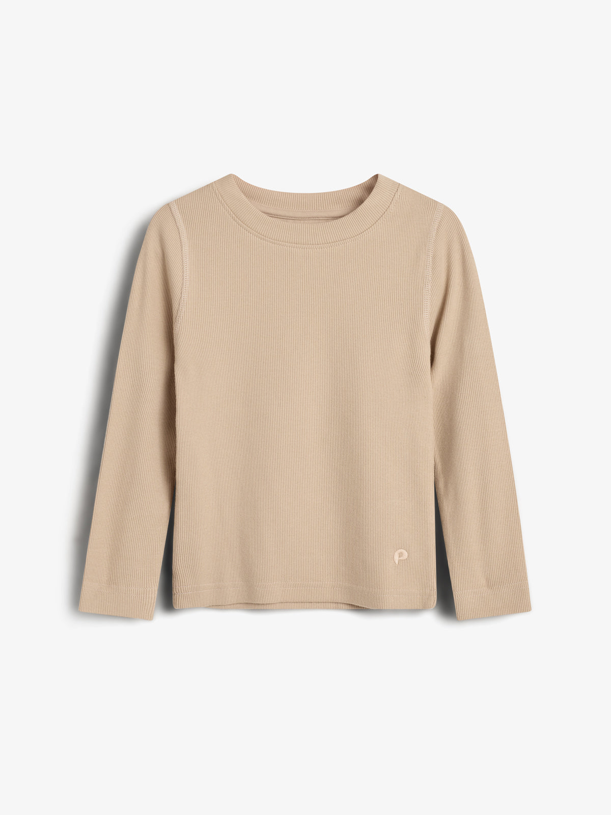 Long Sleeve Basic Rib T-shirt - Kids - Beige