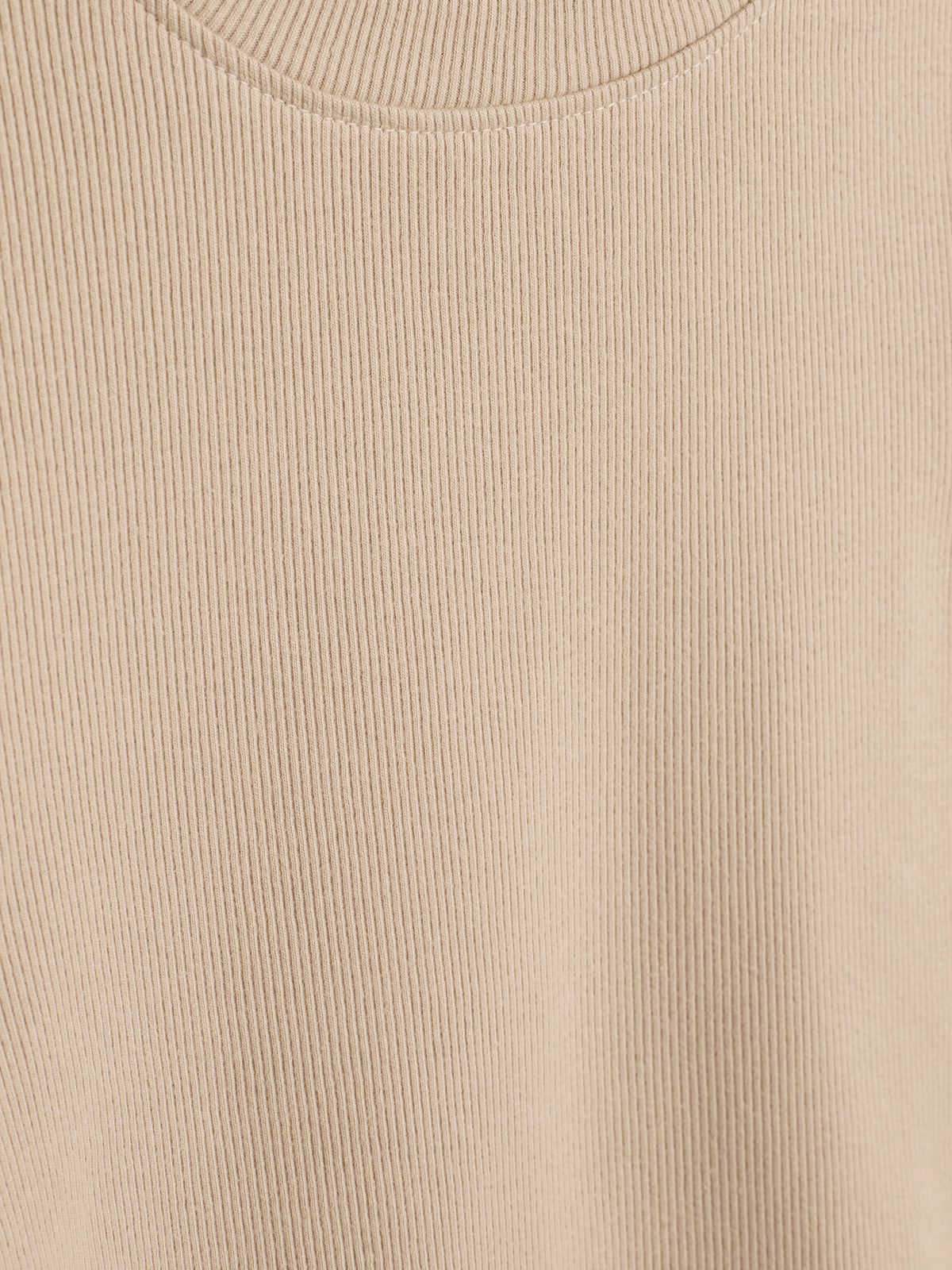 Long Sleeve Basic Rib T-shirt - Kids - Beige