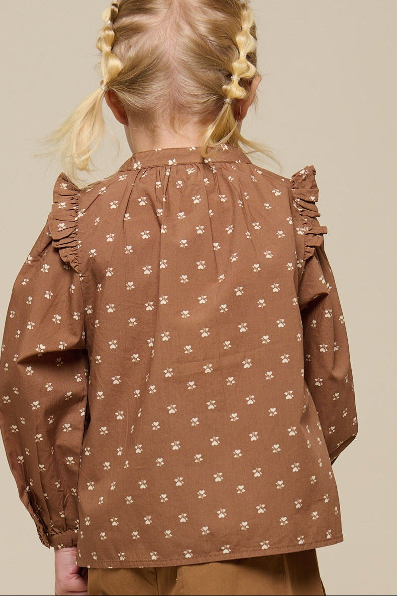 Printed Poplin Shirt Blouse - Kids - Coconut | 101057 Camilla