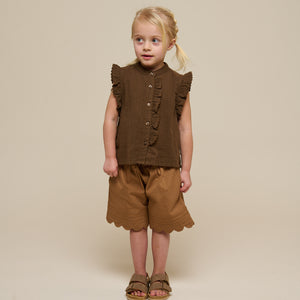 Poplin Shorts with Scallop Edge - Kids - Coconut | 101044 Joy