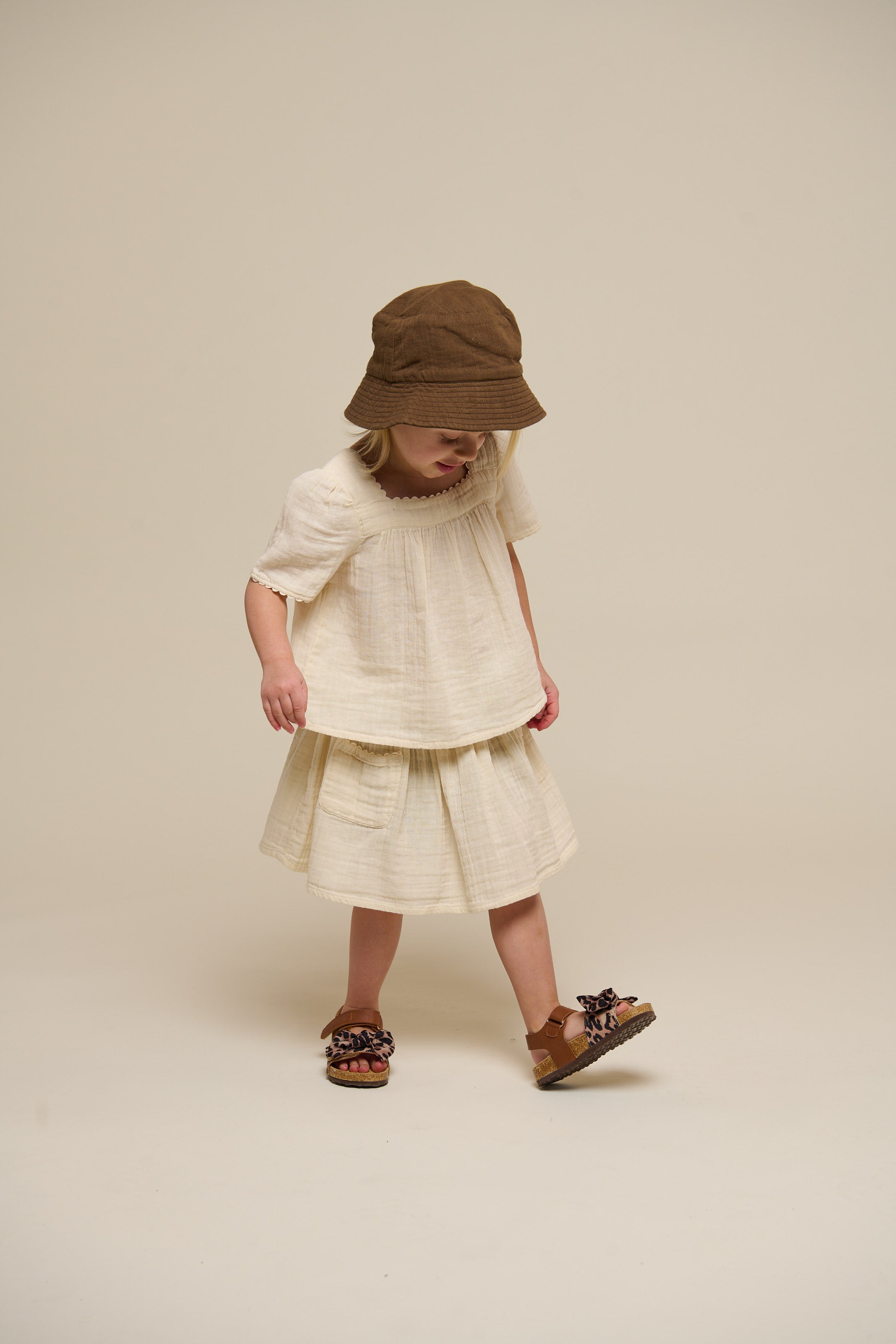 Gauze Short Sleeve Blouse - Kids - Off White | 100918 Jasmine